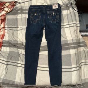 Dark Wash Plus Size True Religion Jeans with Orange Stitch